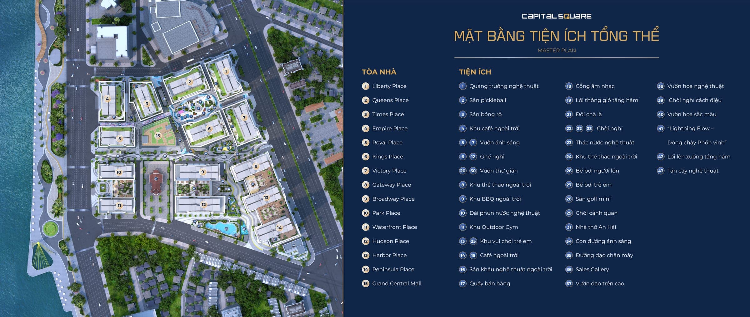 Mặt bằng tiện ích tổng thể dự án Capital Square Đà Nẵng